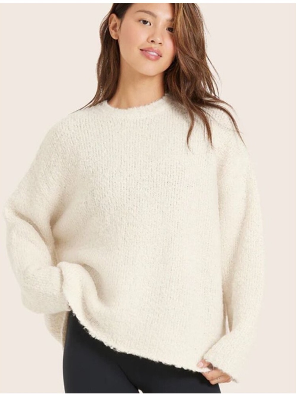 SET Active Cream Cozy Crew Neck Sweater